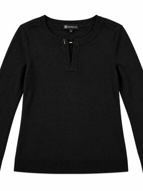 Rafaella Women's Black V-Neck Sweater Top